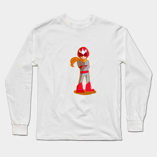 Protoman! Long Sleeve T-Shirt by pretzelsnake